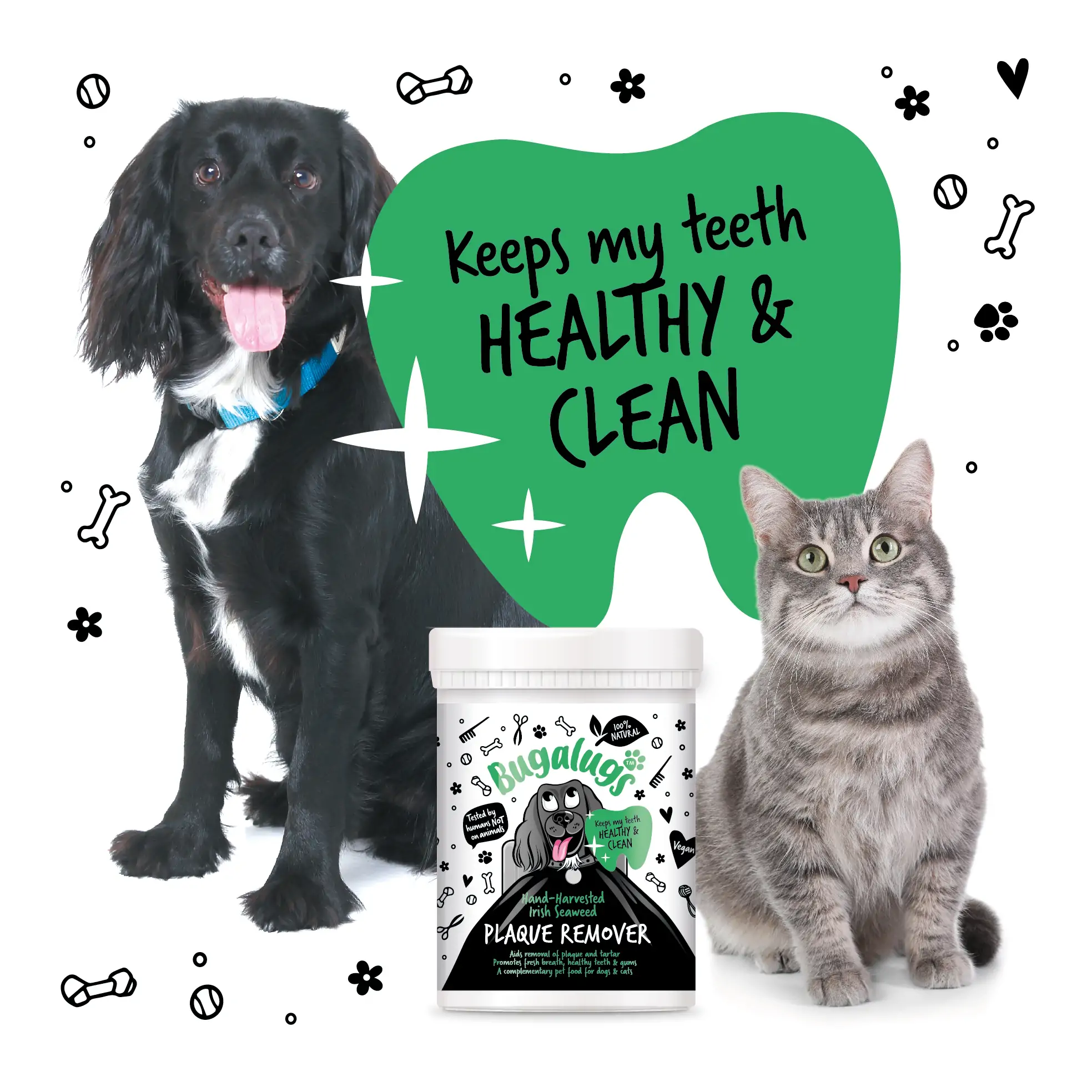 Bugalugs Plaque Remover /Entferner – Algen für Zahnpflege für Hunde und Katzen