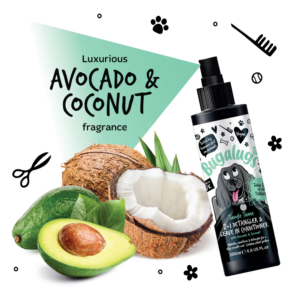Bugalugs Tangle Tame 2in1 Leave In Conditioner 200ml - Entwirrender Conditioner für Hunde, Avocado- und Kokosduft 200 ml