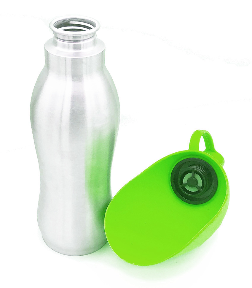 Hunde-Wasserflasche aus Edelstahl mit faltbarer Trinkschale