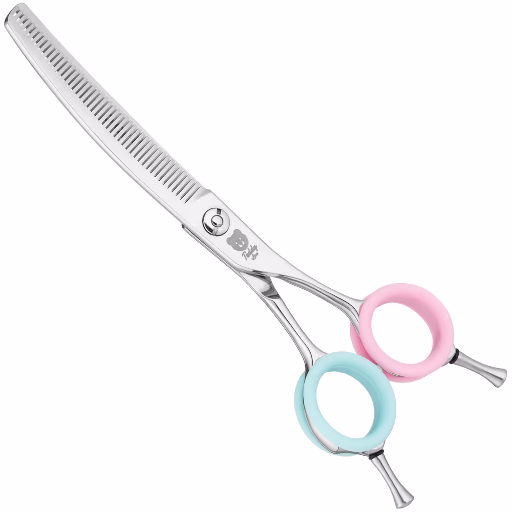 Blovi Teddy Line Curved Thinning 45T 6,5"- gebogene Modellierschere für Groomer zum Modellieren und Formen, japanischer Stahl