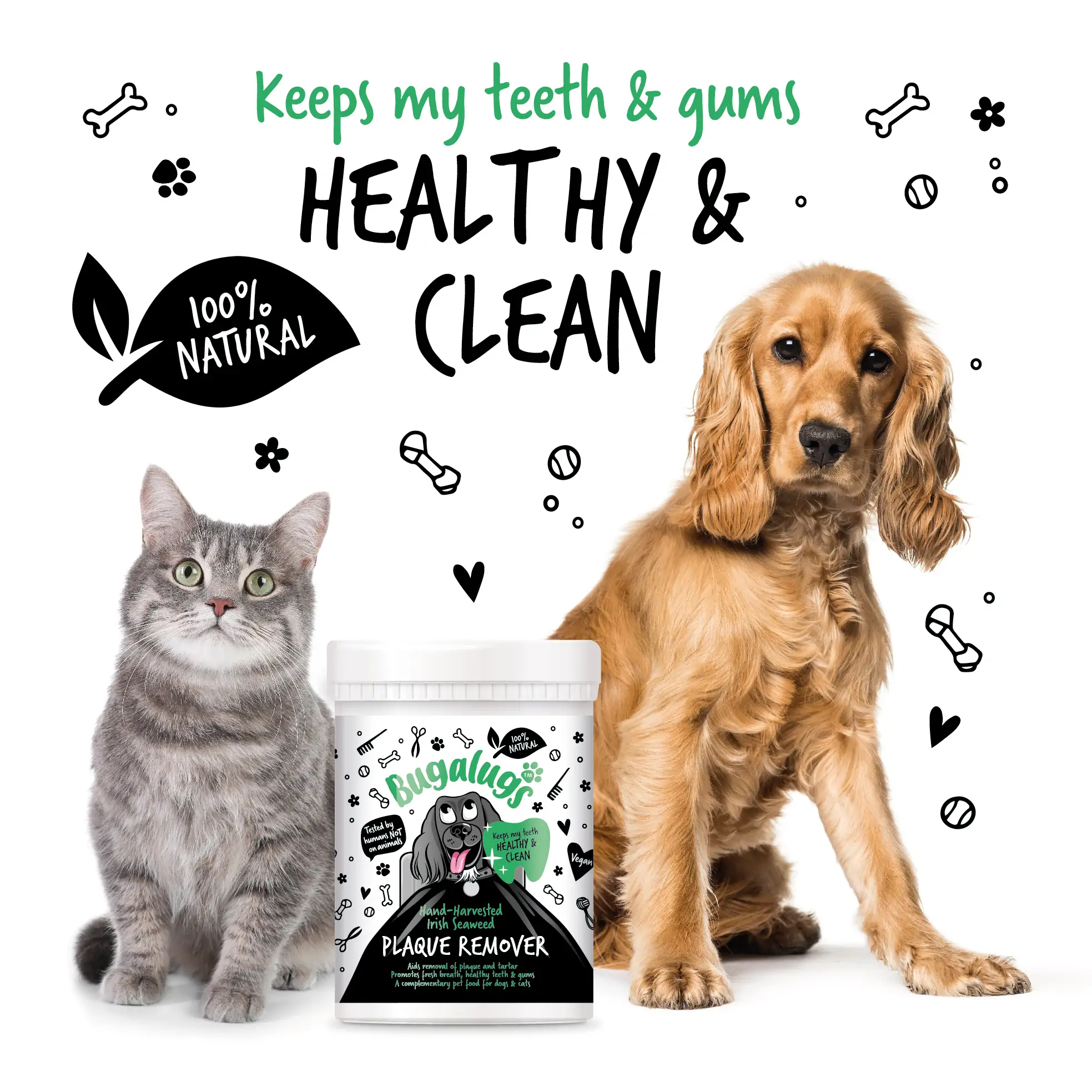 Bugalugs Plaque Remover /Entferner – Algen für Zahnpflege für Hunde und Katzen