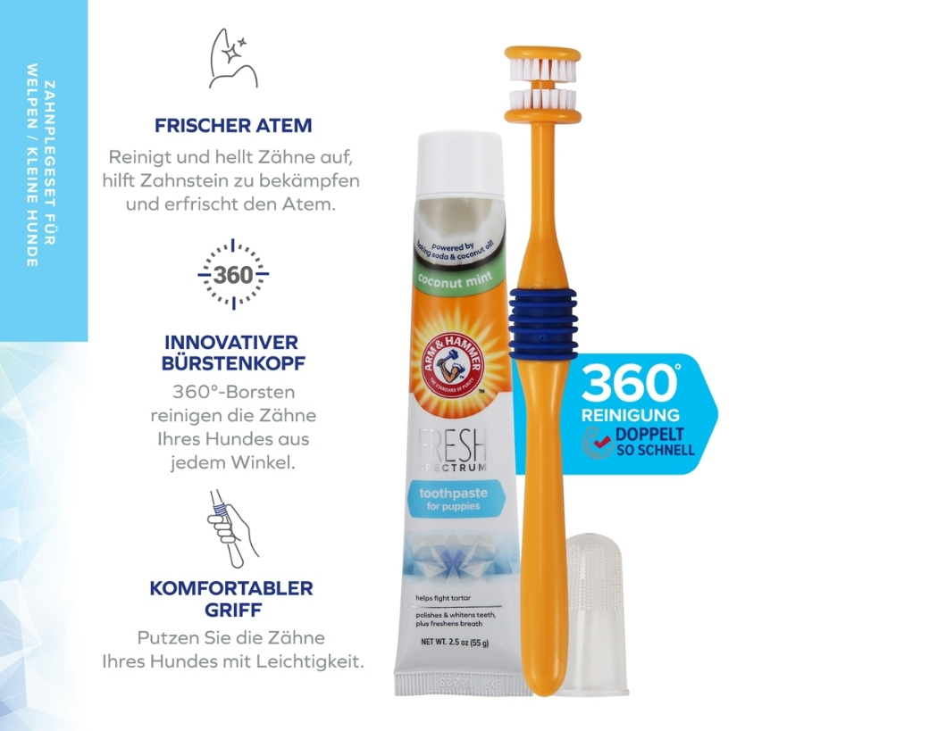 Arm & Hammer 360° Zahnpflegeset für kleine Hunde und Welpen