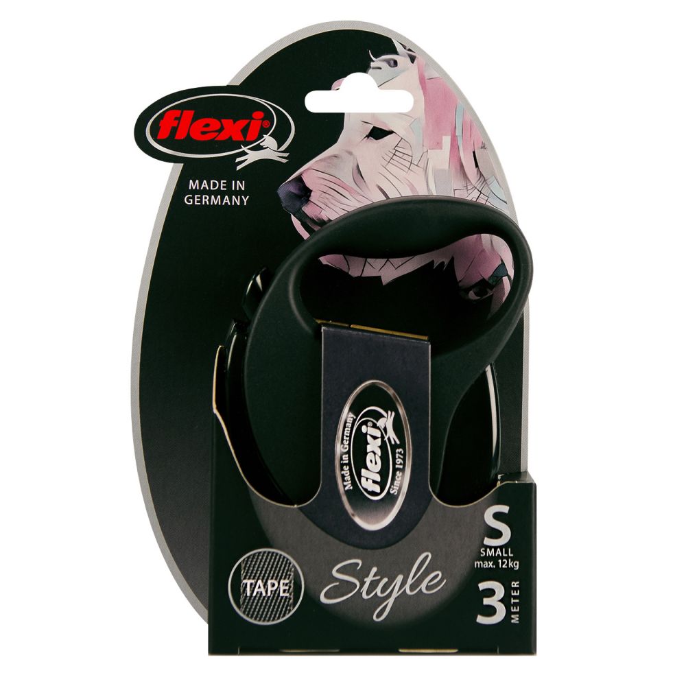 Flexi Style Tape - ausziehbare Leine , Länge 3 m schwarz