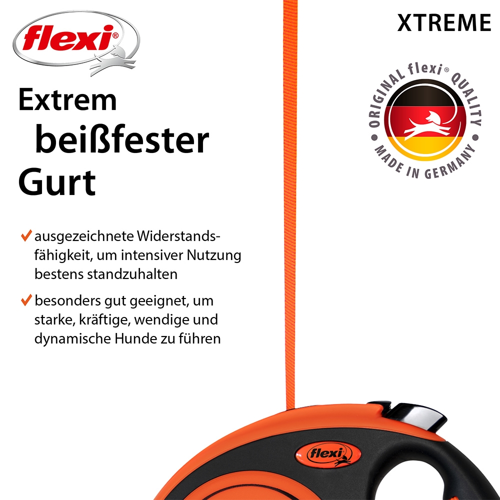 Flexi Xtreme -Rollleine orange/ schwarz M- 5m