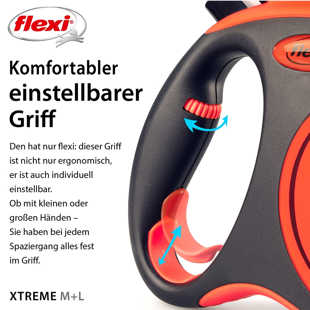 Flexi Xtreme -Rollleine orange/ schwarz M- 5m
