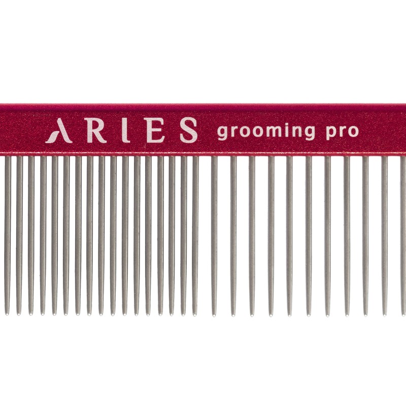 Aries Grooming Pro - Comb -Aluminiumkamm - Zinkenlänge 3,35 cm, Gesamtlänge 20 cm