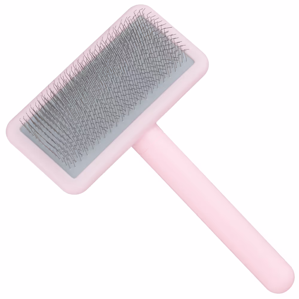 Blovi Basic Soft Slicker Brush – kleine Zupfbürste mit  12-mm-Stiften, Pink