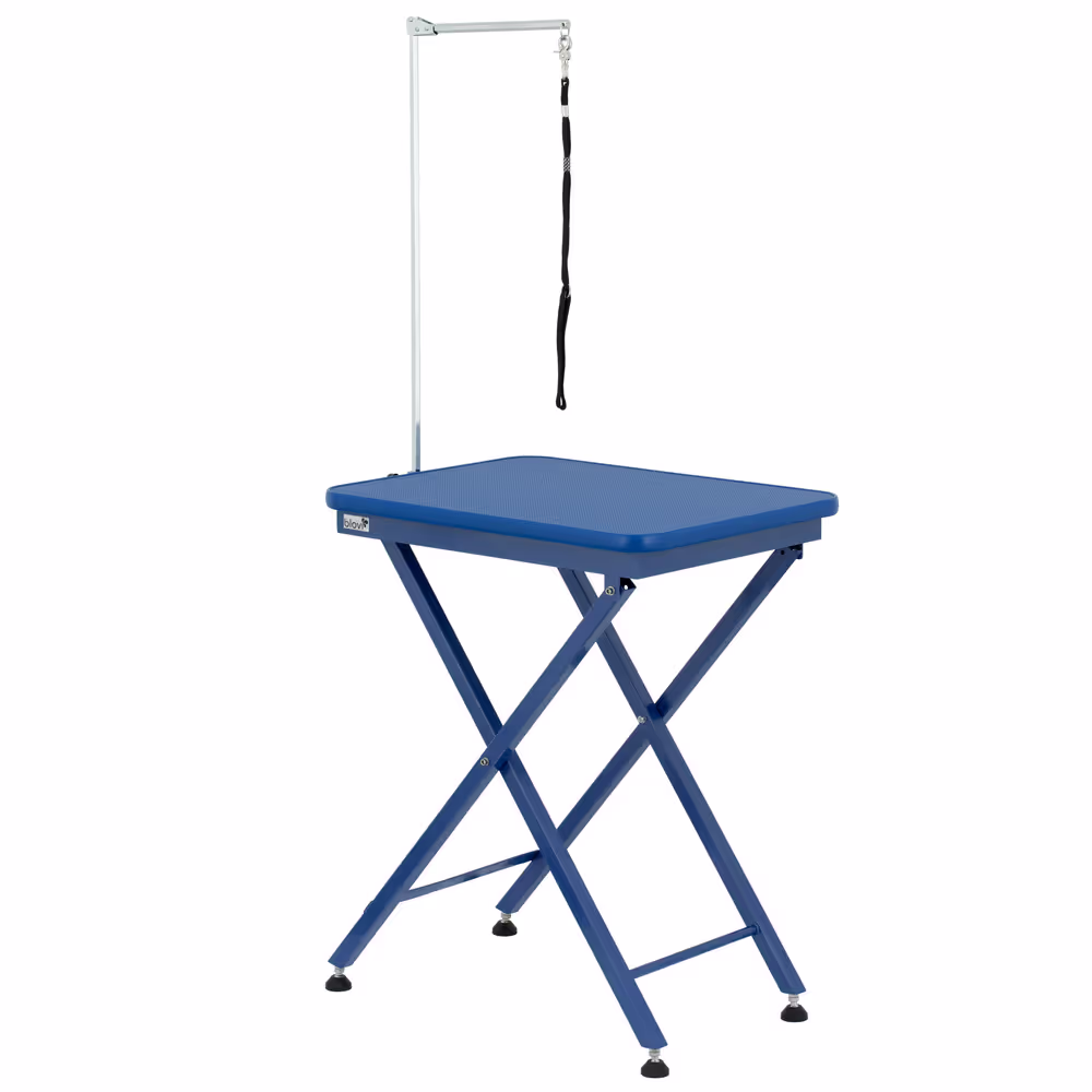 Blovi X-Shape Competition-Tisch 60 x 45 cm – klappbarer Trimmtisch in Blau