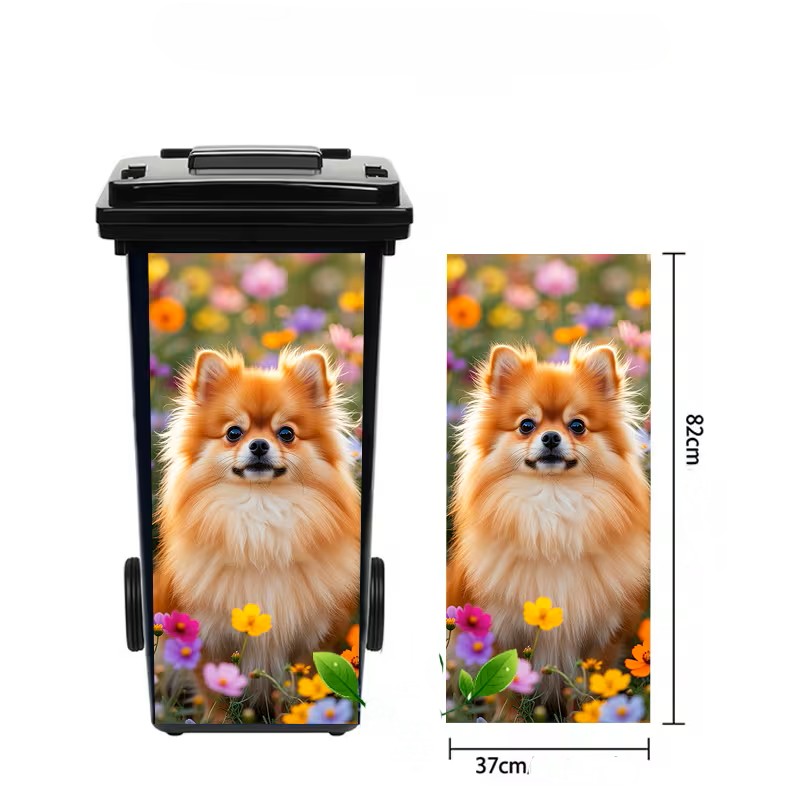 Pomeranian Aufkleber für Mülleimer/Mülltonne