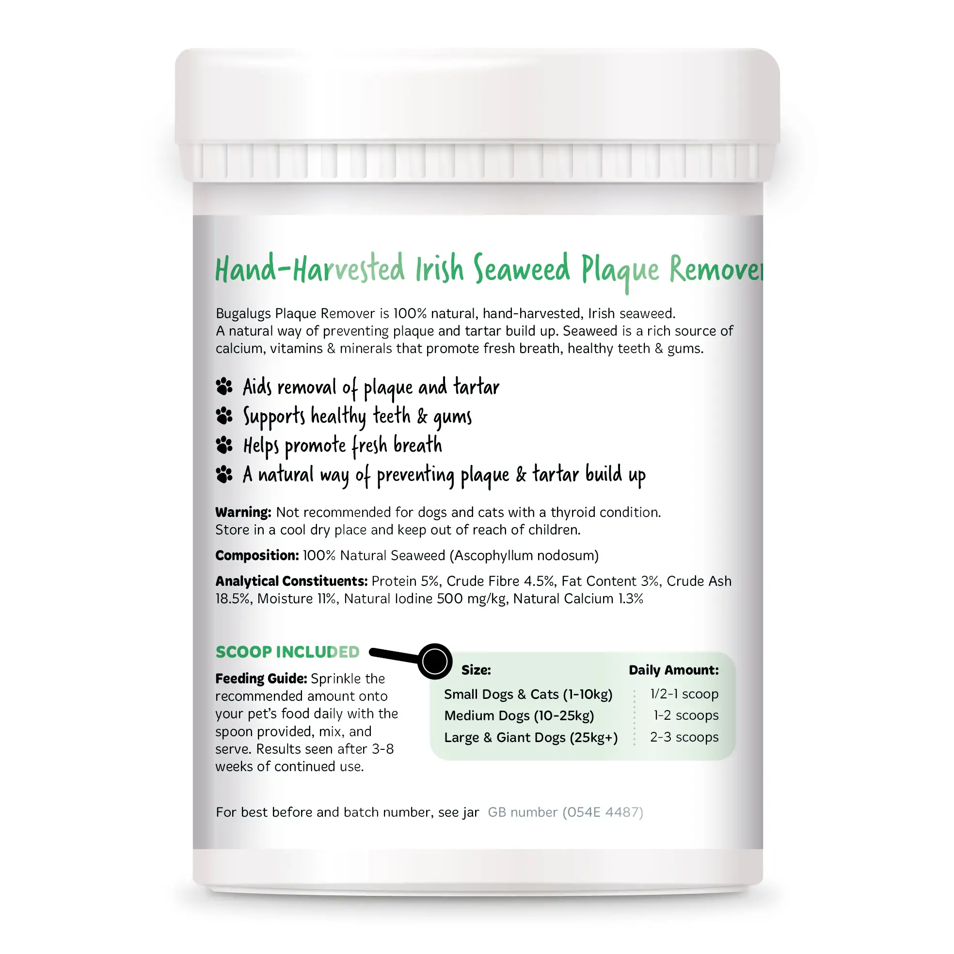 Bugalugs Plaque Remover /Entferner – Algen für Zahnpflege für Hunde und Katzen