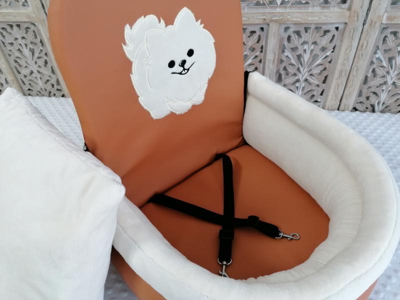 Angel & Gladys Autositz" Pomeranian"  für 1-2 Hunde in Caramel/ weiß