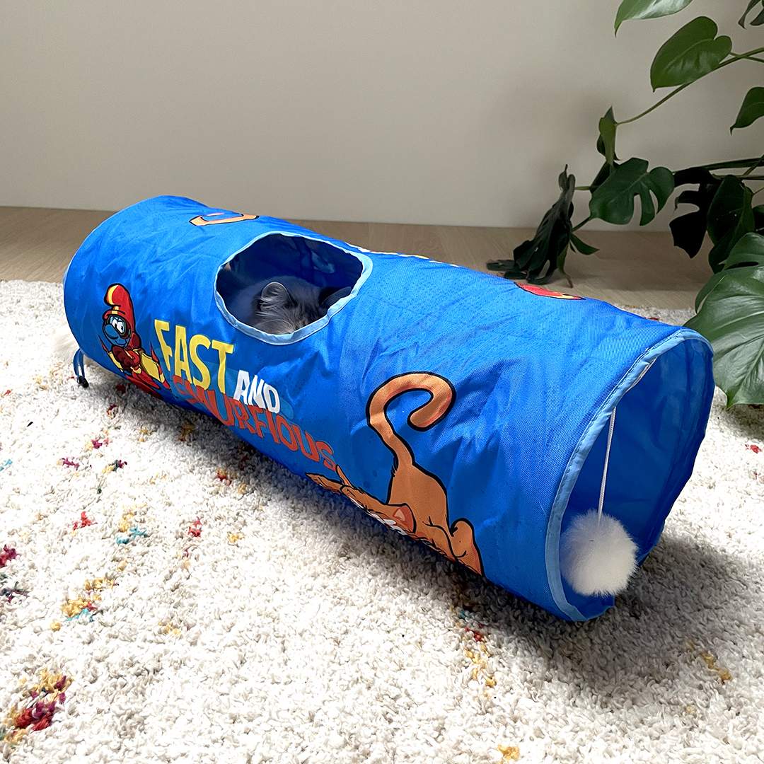 Jetpack schlumpf Tunnel blau für HUndewelpen und Katzen