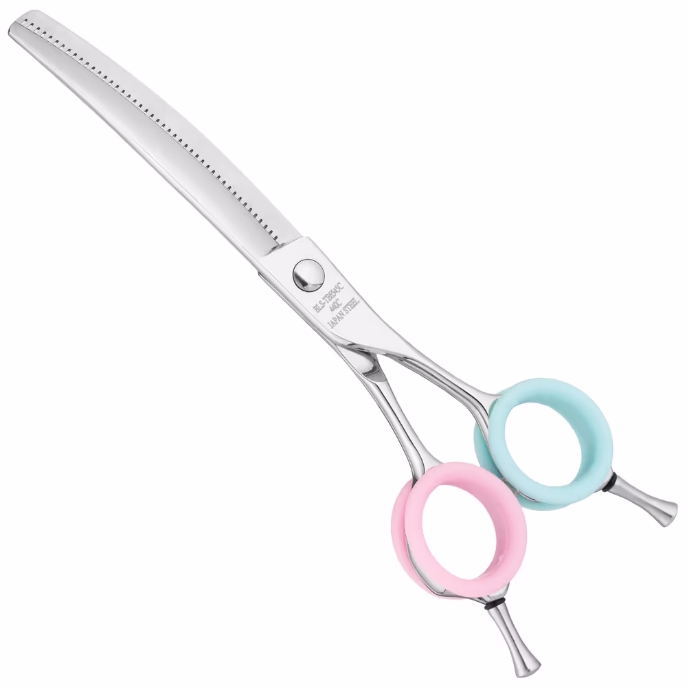 Blovi Teddy Line Curved Thinning 45T 6,5"- gebogene Modellierschere für Groomer zum Modellieren und Formen, japanischer Stahl